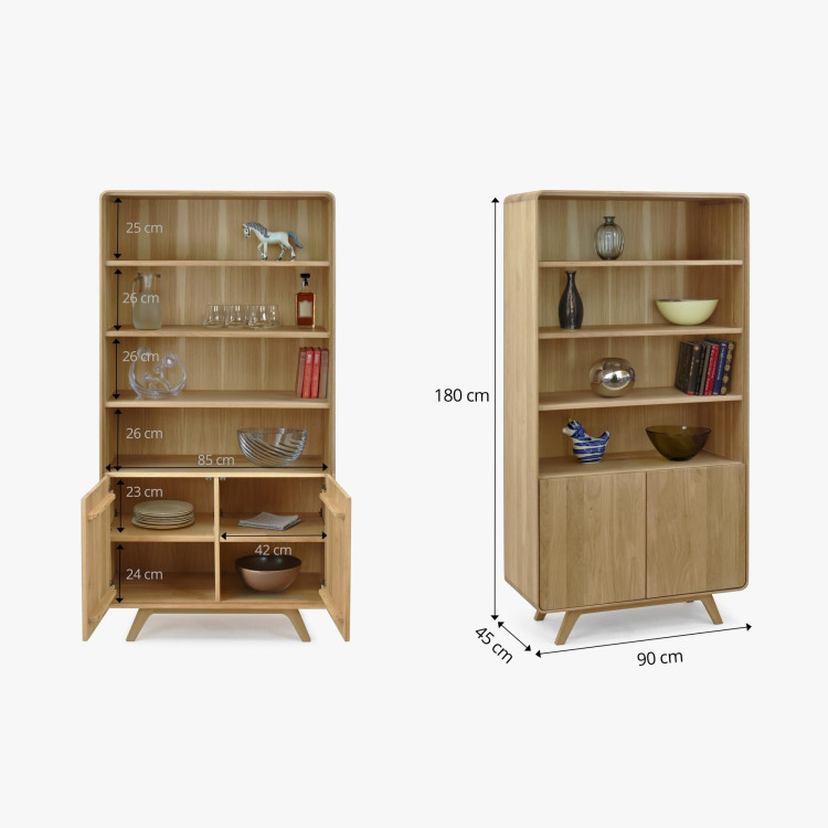 Holzregal aus Eiche mit Türen, weiße Eiche