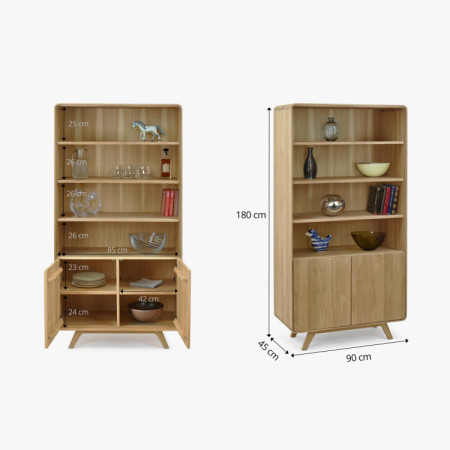 Holzregal aus Eiche mit Türen, weiße Eiche