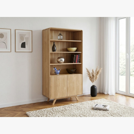 Holzregal aus Eiche mit Türen, weiße Eiche