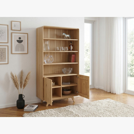 Holzregal aus Eiche mit Türen, weiße Eiche