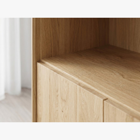 Holzregal aus Eiche mit Türen, weiße Eiche