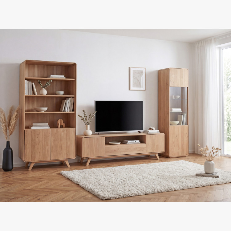 Holzregal aus Eiche mit Türen, weiße Eiche