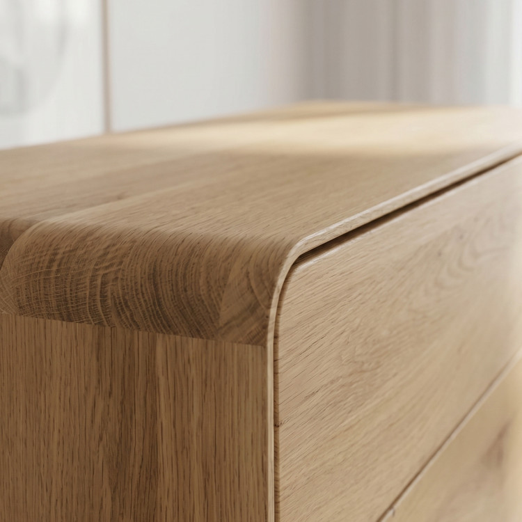 Massivholz Kommode Eiche Weiß mit 4 Schubladen