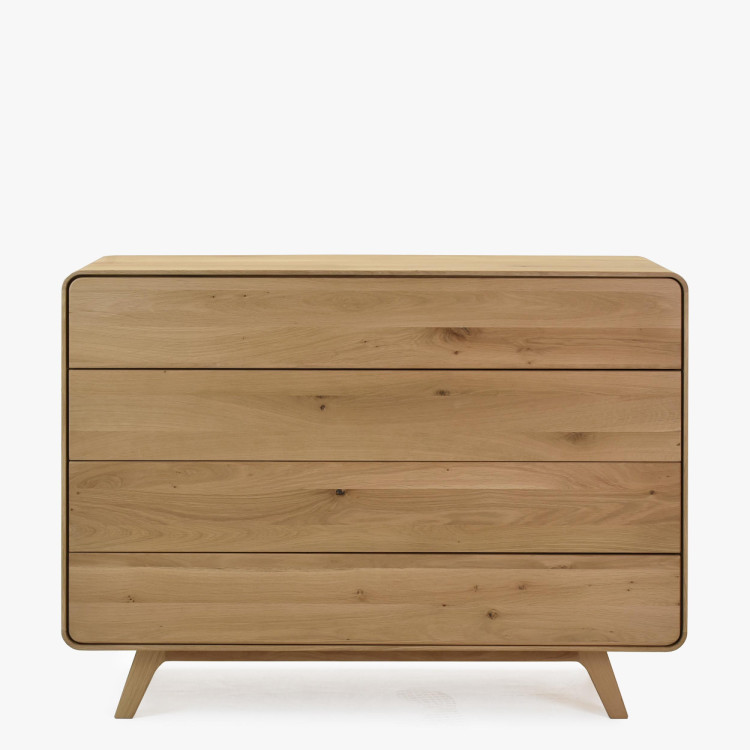 Massivholz Kommode Eiche Weiß mit 4 Schubladen