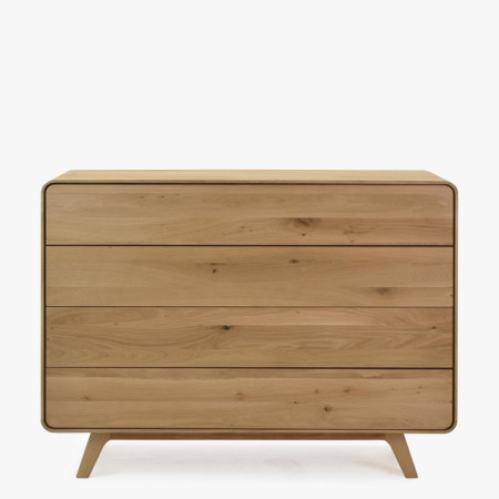 Massivholz Kommode Eiche Weiß mit 4 Schubladen