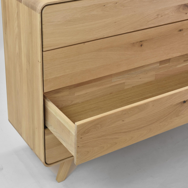 Massivholz Kommode Eiche Weiß mit 4 Schubladen