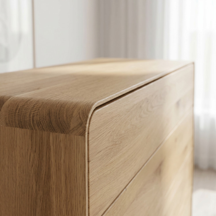 Massivholz Kommode Eiche Weiß mit 4 Schubladen