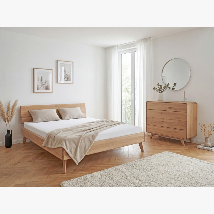 Massivholz Kommode Eiche Weiß mit 4 Schubladen