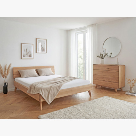 Massivholz Kommode Eiche Weiß mit 4 Schubladen