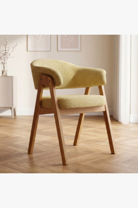 Eichenstuhl mit Armlehnen, gelb 2