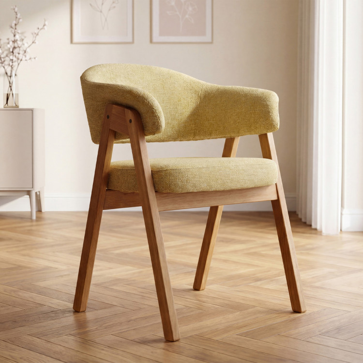 Eichenstuhl mit Armlehnen, gelb