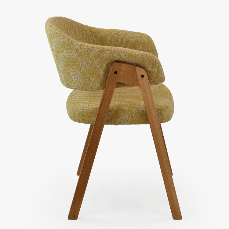 Eichenstuhl mit Armlehnen, gelb