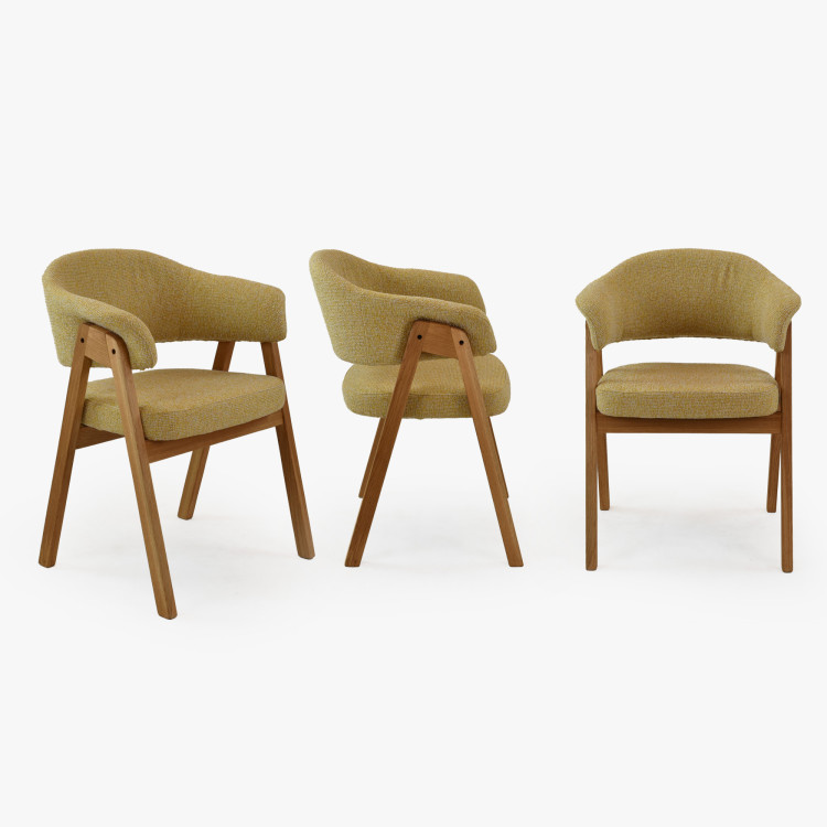 Eichenstuhl mit Armlehnen, gelb