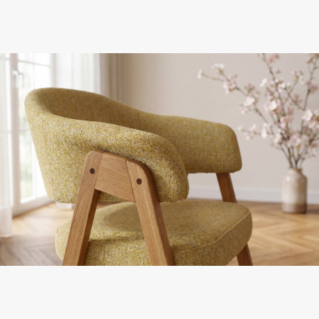 Eichenstuhl mit Armlehnen, gelb