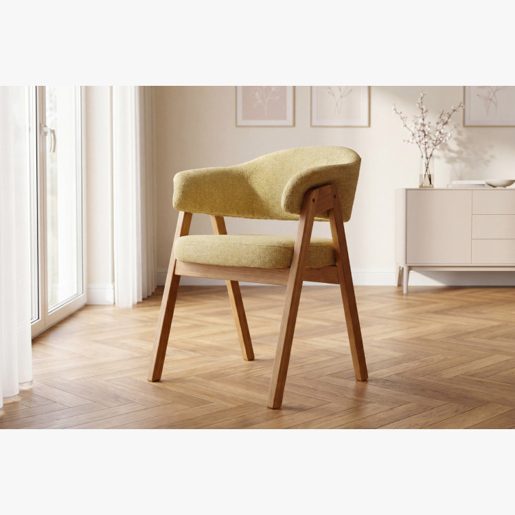 Eichenstuhl mit Armlehnen, gelb