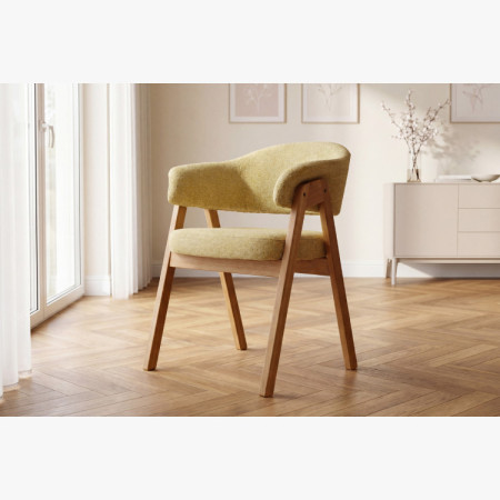 Eichenstuhl mit Armlehnen, gelb