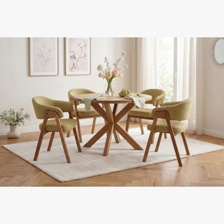 Eichenstuhl mit Armlehnen, gelb