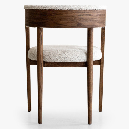 Luxuriöser Eichenstuhl in Nussbaumfarbe, cremefarbener Stoff