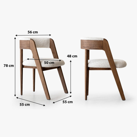 Luxuriöser Eichenstuhl in Nussbaumfarbe, cremefarbener Stoff