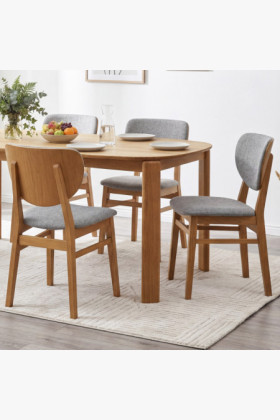 Eichen Esszimmerstuhl mit Polstersitz - Stoff Grau Easy Clean 2