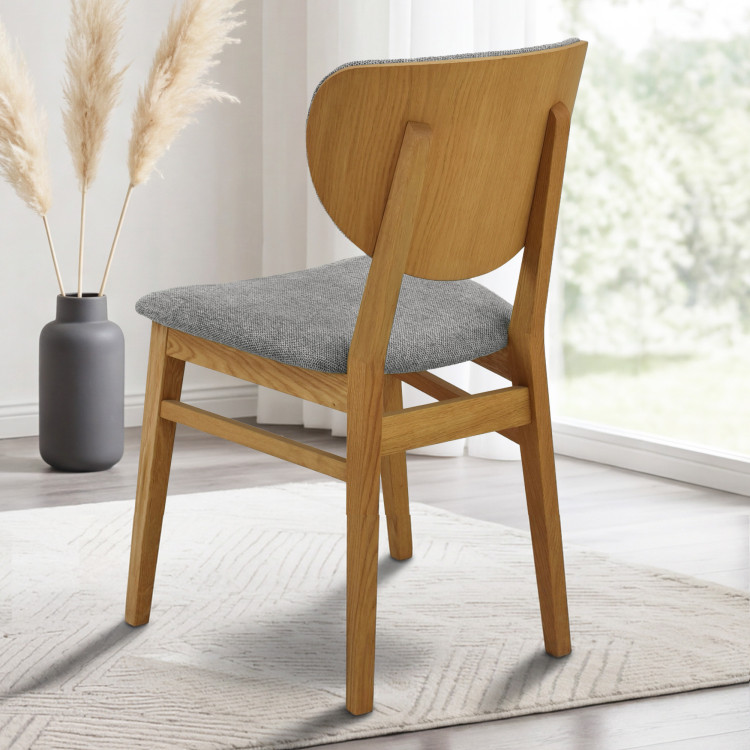 Eichen Esszimmerstuhl mit Polstersitz - Stoff Grau Easy Clean