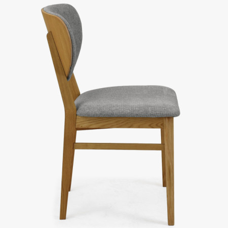 Eichen Esszimmerstuhl mit Polstersitz - Stoff Grau Easy Clean