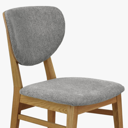 Eichen Esszimmerstuhl mit Polstersitz - Stoff Grau Easy Clean