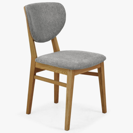 Eichen Esszimmerstuhl mit Polstersitz - Stoff Grau Easy Clean