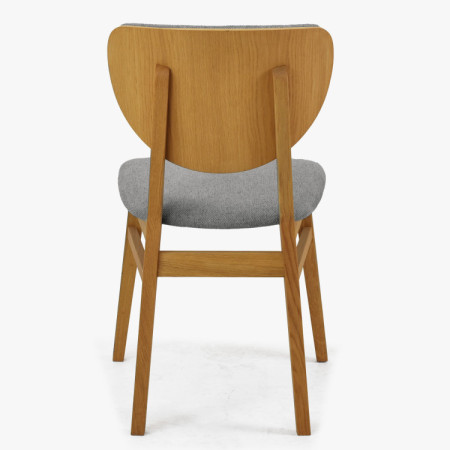 Eichen Esszimmerstuhl mit Polstersitz - Stoff Grau Easy Clean