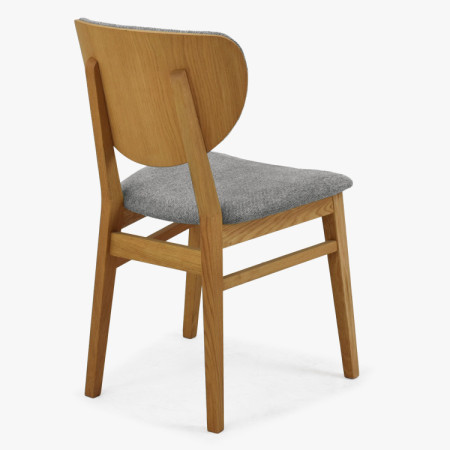 Eichen Esszimmerstuhl mit Polstersitz - Stoff Grau Easy Clean