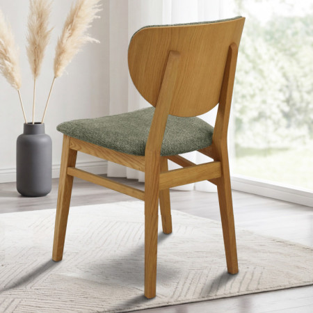 Eiche Esszimmerstuhl mit gepolstertem Sitz - Stoff Grün Easy Clean