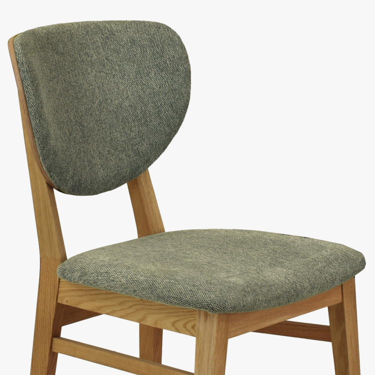Eiche Esszimmerstuhl mit gepolstertem Sitz - Stoff Grün Easy Clean