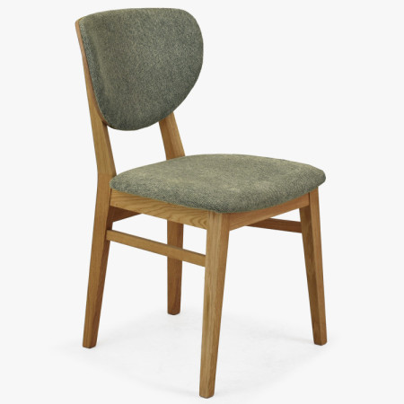 Eiche Esszimmerstuhl mit gepolstertem Sitz - Stoff Grün Easy Clean