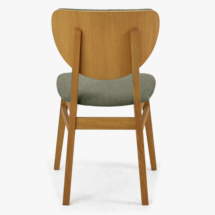 Eiche Esszimmerstuhl mit gepolstertem Sitz - Stoff Grün Easy Clean
