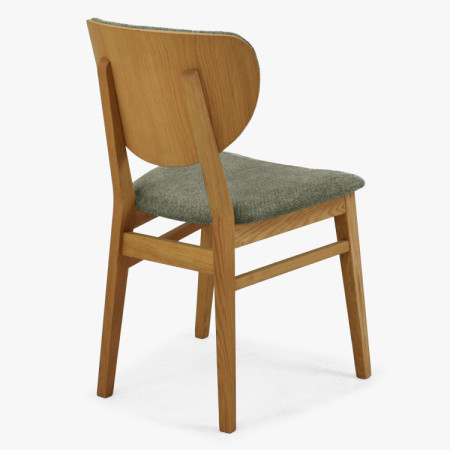 Eiche Esszimmerstuhl mit gepolstertem Sitz - Stoff Grün Easy Clean