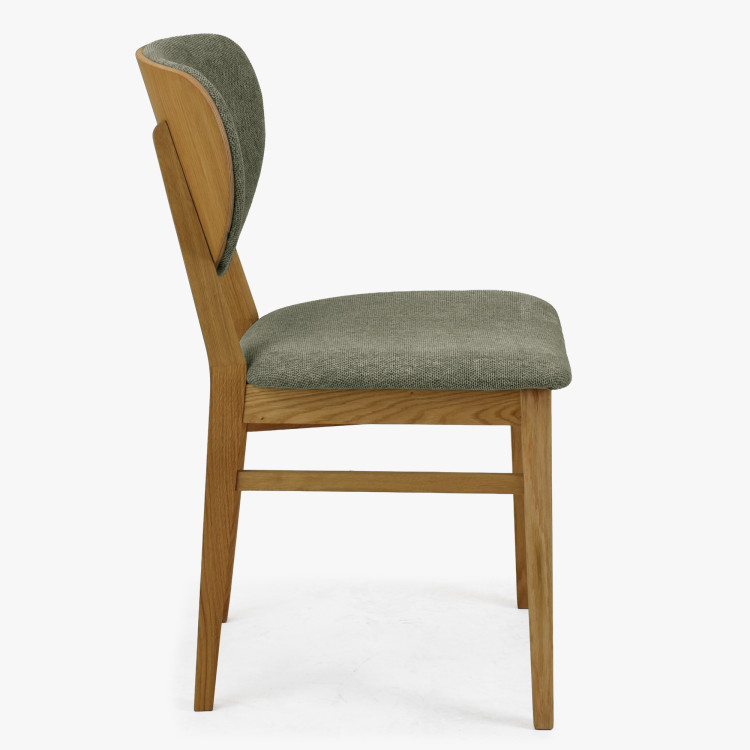 Eiche Esszimmerstuhl mit gepolstertem Sitz - Stoff Grün Easy Clean