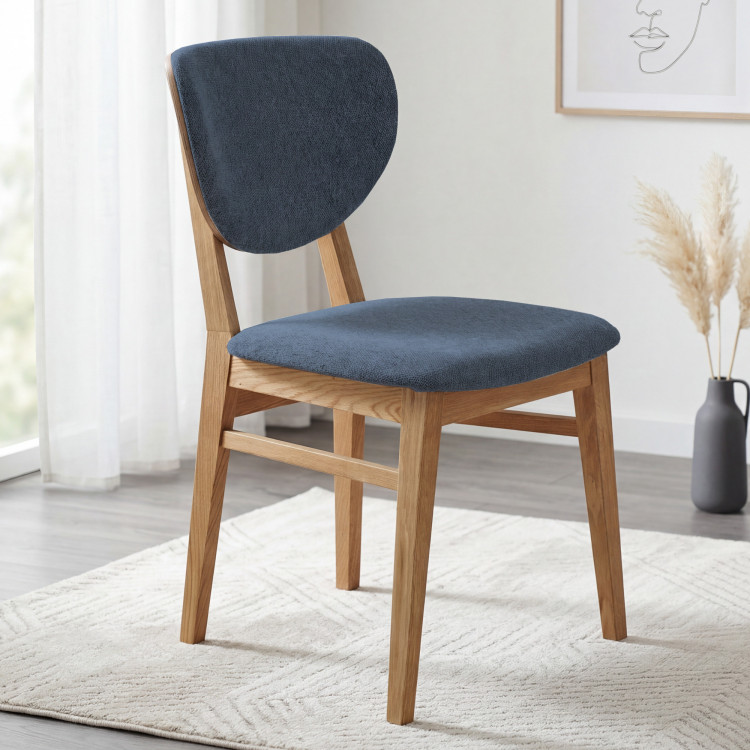 Eiche Esszimmerstuhl mit gepolstertem Sitz - Stoff Anthrazit Easy Clean