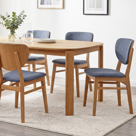 Eiche Esszimmerstuhl mit gepolstertem Sitz - Stoff Anthrazit Easy Clean