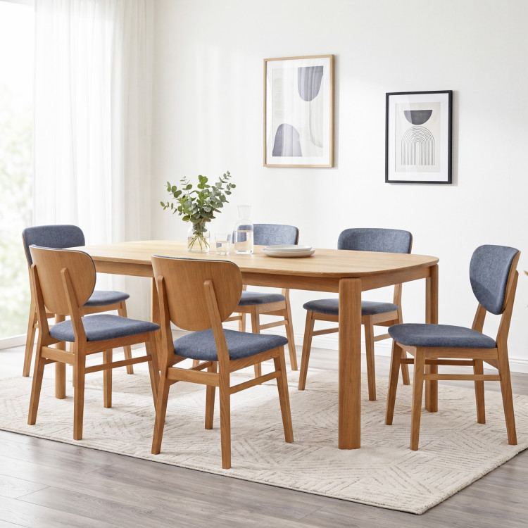 Eiche Esszimmerstuhl mit gepolstertem Sitz - Stoff Anthrazit Easy Clean