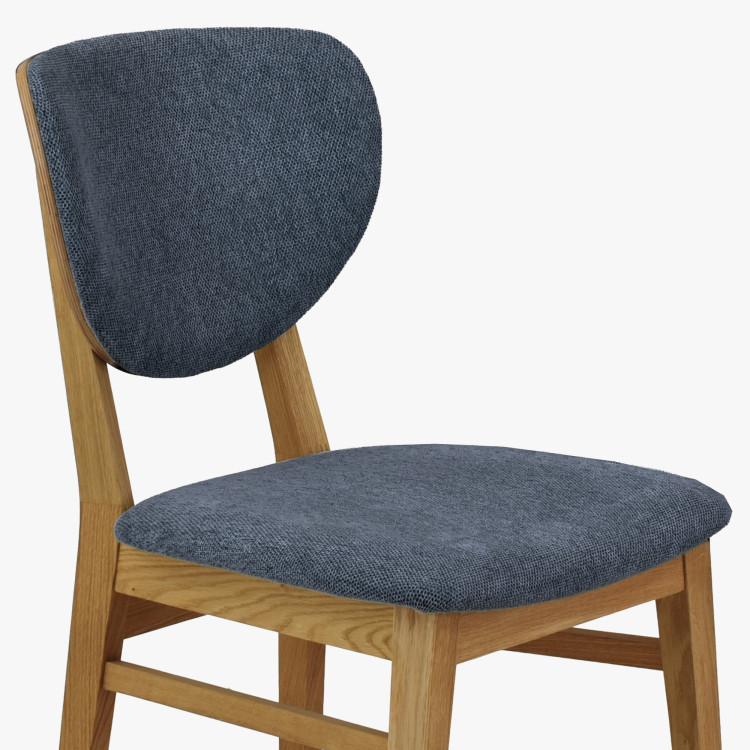 Eiche Esszimmerstuhl mit gepolstertem Sitz - Stoff Anthrazit Easy Clean