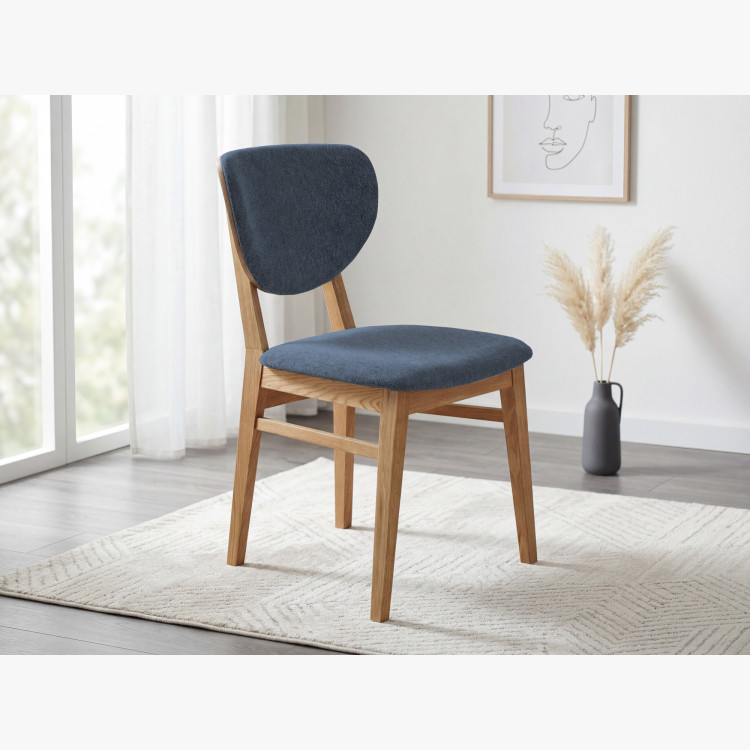 Eiche Esszimmerstuhl mit gepolstertem Sitz - Stoff Anthrazit Easy Clean