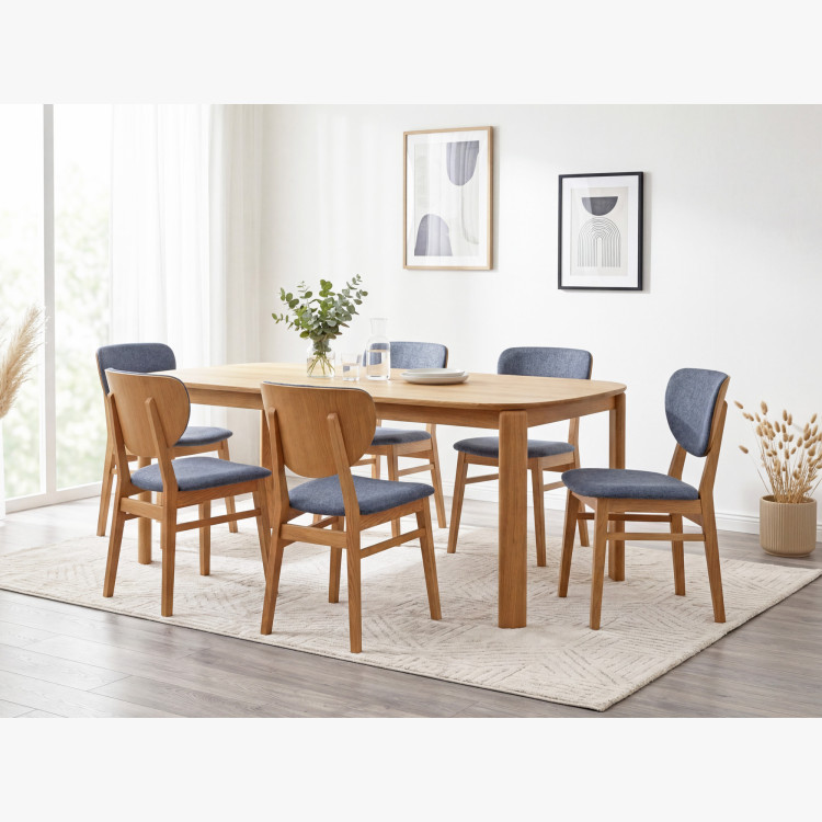 Eiche Esszimmerstuhl mit gepolstertem Sitz - Stoff Anthrazit Easy Clean