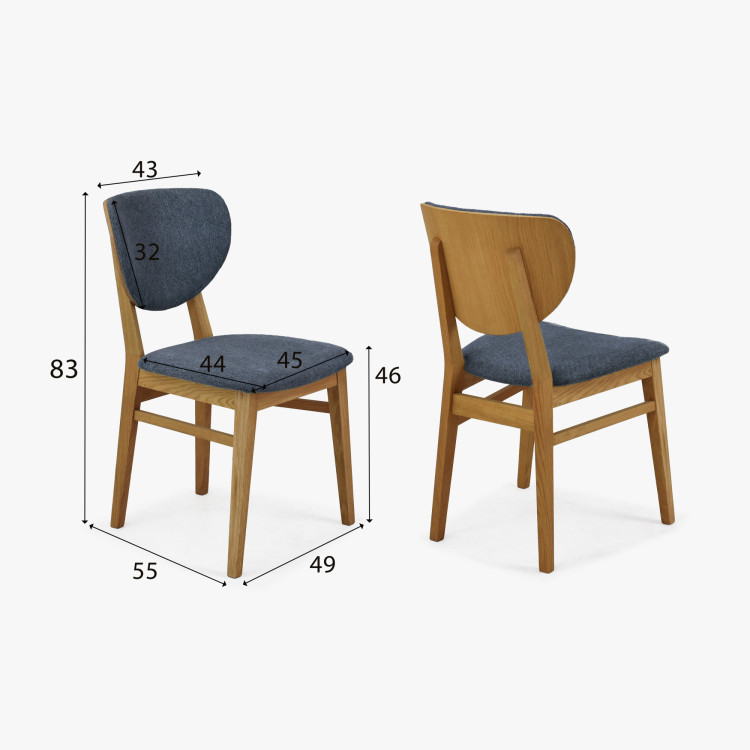 Eiche Esszimmerstuhl mit gepolstertem Sitz - Stoff Anthrazit Easy Clean