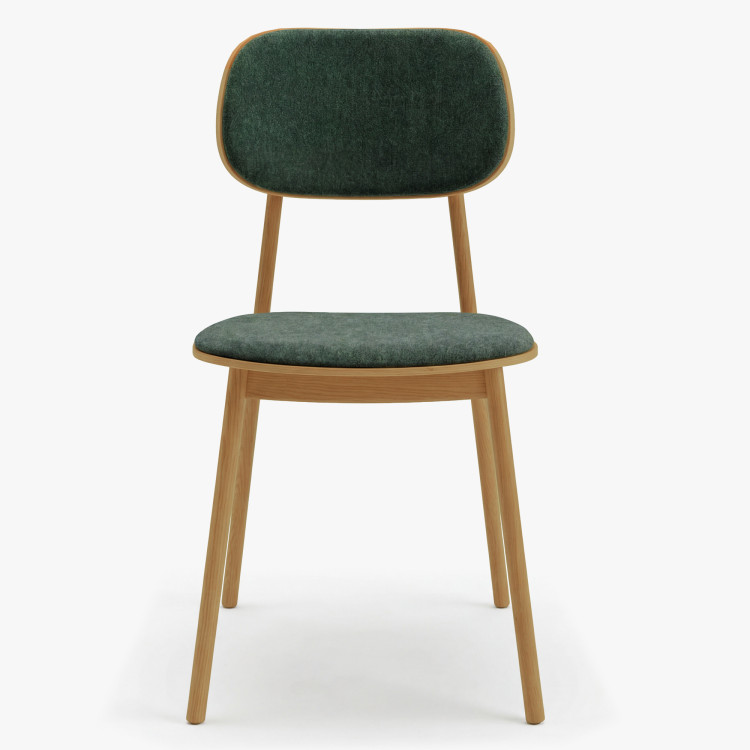 Polsterstuhl Vard aus massivem Eichenholz – grüner Stoff