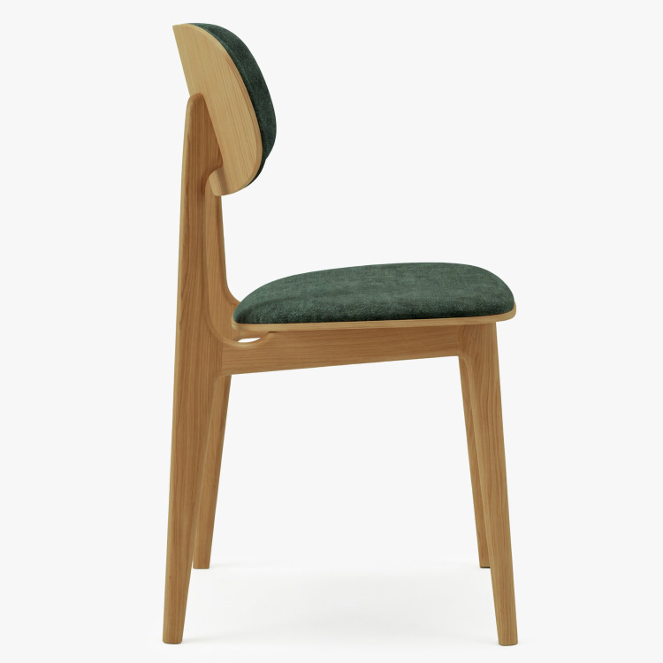 Polsterstuhl Vard aus massivem Eichenholz – grüner Stoff