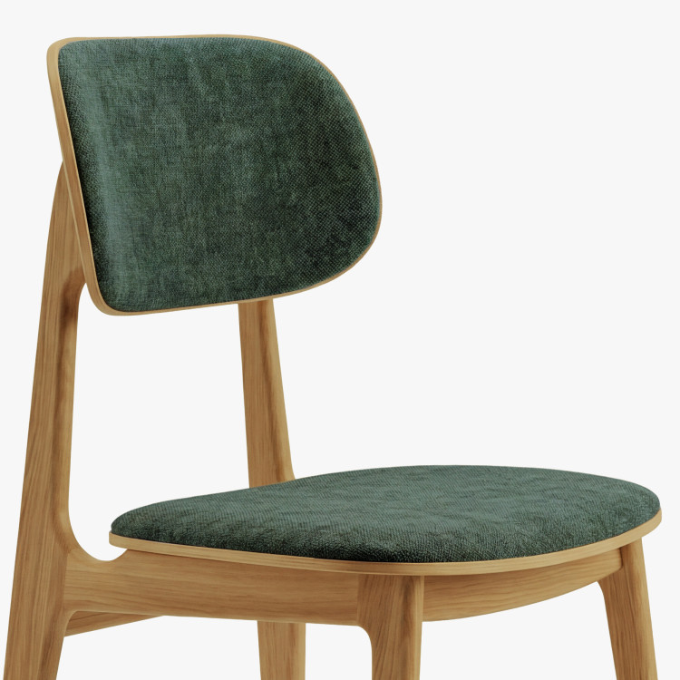 Polsterstuhl Vard aus massivem Eichenholz – grüner Stoff