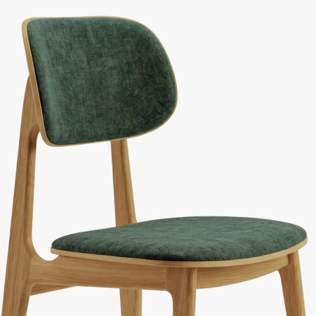 Polsterstuhl Vard aus massivem Eichenholz – grüner Stoff