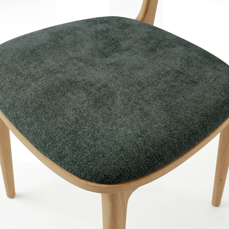 Polsterstuhl Vard aus massivem Eichenholz – grüner Stoff