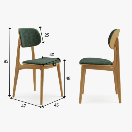 Polsterstuhl Vard aus massivem Eichenholz – grüner Stoff