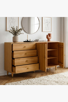 Eichenkommode 167,5 cm mit Schubladen und Türen – Öl-Wachs, Soft-Close 2